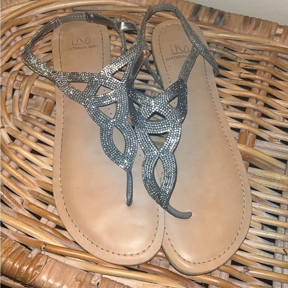 Material Girl Glittering Silver Sandals